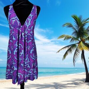 Becca by Rebecca Virtue Psychedelic Paisley Lined Mini Dress Beach Coverup Small